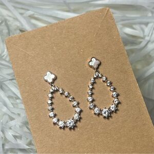 Elegant Silver and White Teardrop Earrings